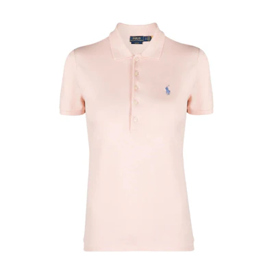 (Women) Polo Ralph Lauren Slim Fit Logo Embroidered Pink Polo Shirt SS23. 211870236-007
