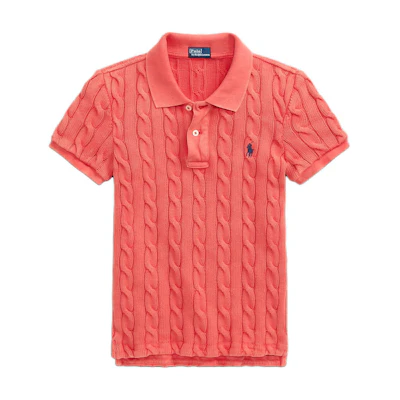 (Women) Polo Ralph Lauren Slim Fit Logo Embroidered Polo Shirt Orange Red. WMPOKNINB920119-600