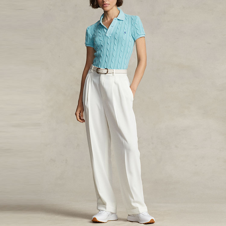 (Women) Polo Ralph Lauren  Slim Fit Solid Cable Knit Short Sleeve Polo Shirt. WMPOKNINCU20643-300 圖 4