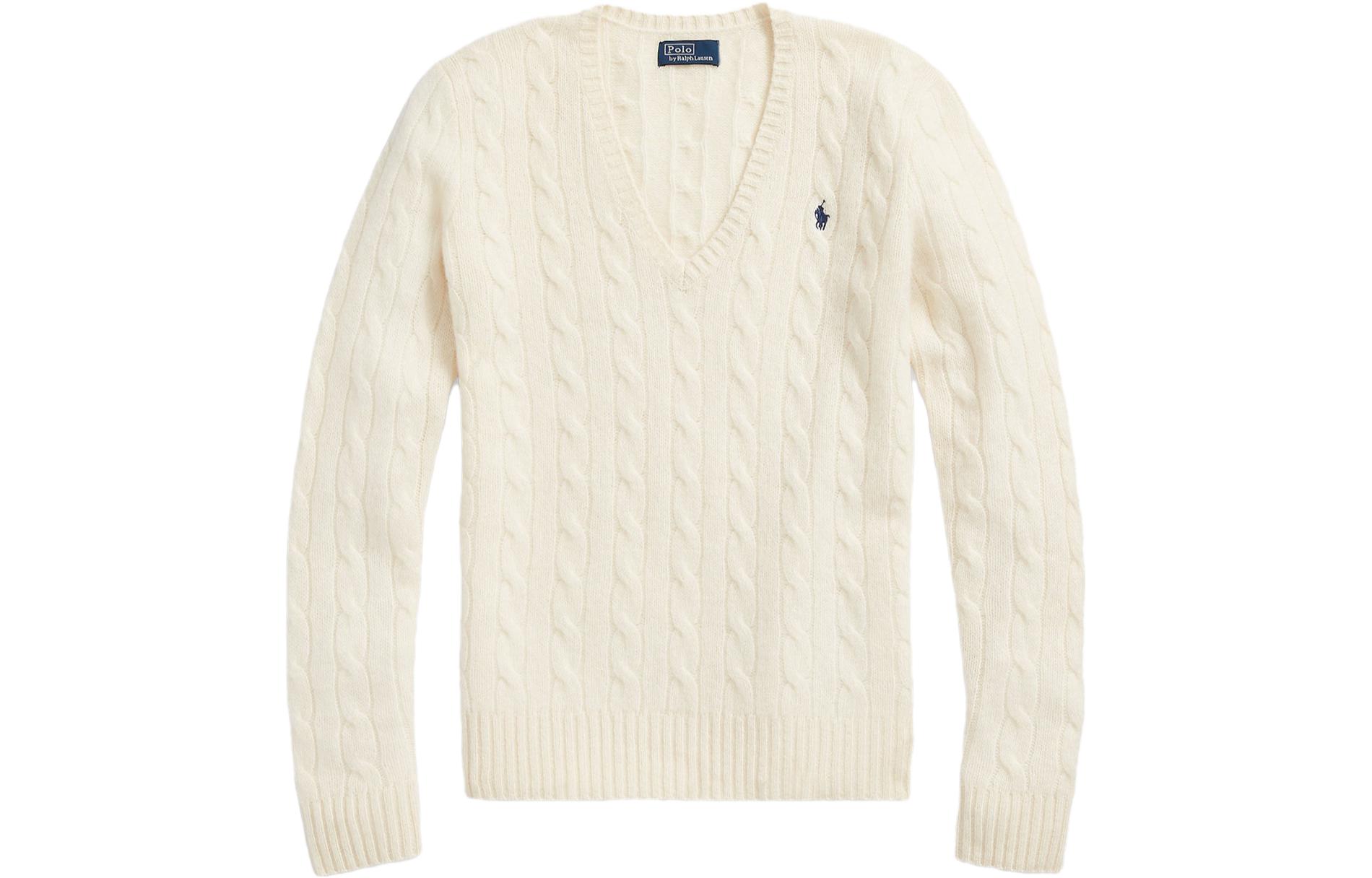 (Women) Polo Ralph Lauren  Slim Fit V-Neck Knit Sweater Cream Color. 211910422-001 圖 2