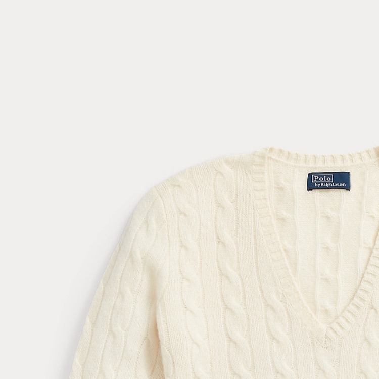 (Women) Polo Ralph Lauren  Slim Fit V-Neck Knit Sweater Cream Color. 211910422-001 圖 8