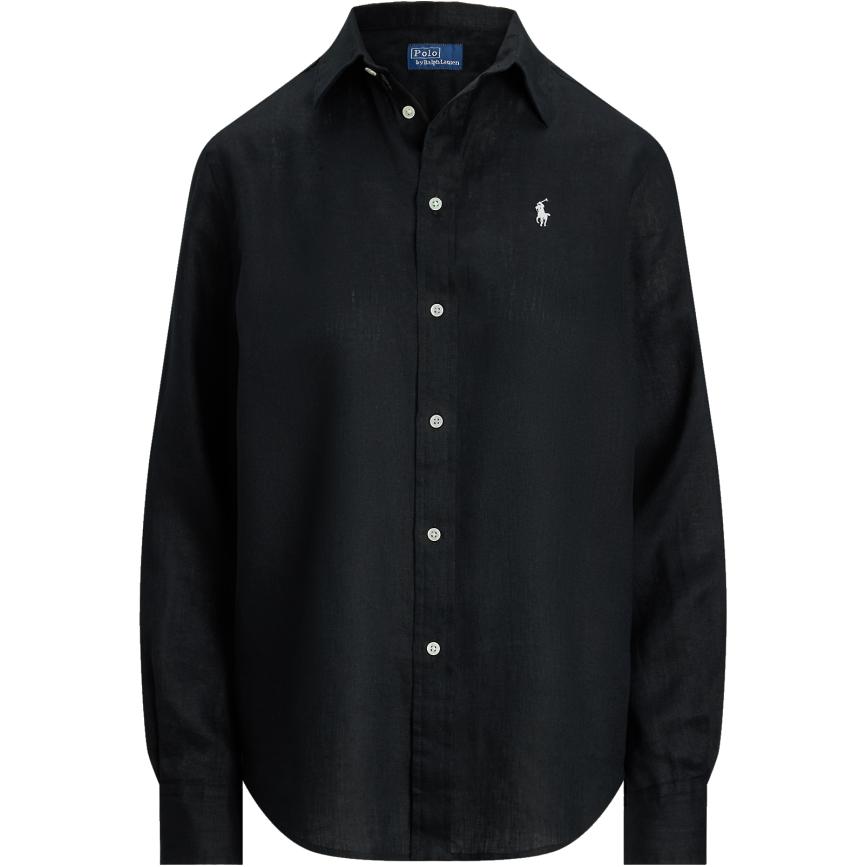 (Women) Polo Ralph Lauren  Solid Black Button-Up Long Sleeve Shirt. WMPOSHTNDO20739-001