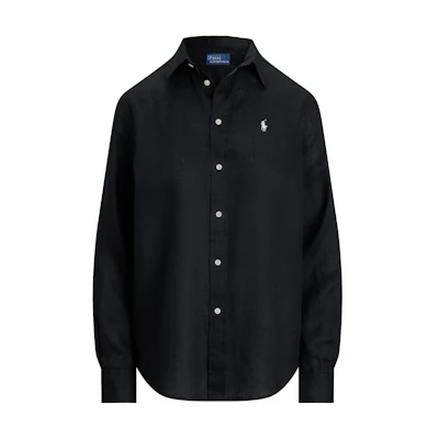 (Women) Polo Ralph Lauren Solid Black Button-Up Long Sleeve Shirt. WMPOSHTNDO20739-001
