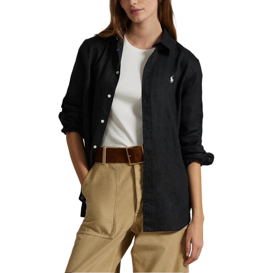 (Women) Polo Ralph Lauren  Solid Black Button-Up Long Sleeve Shirt. WMPOSHTNDO20739-001 圖 4