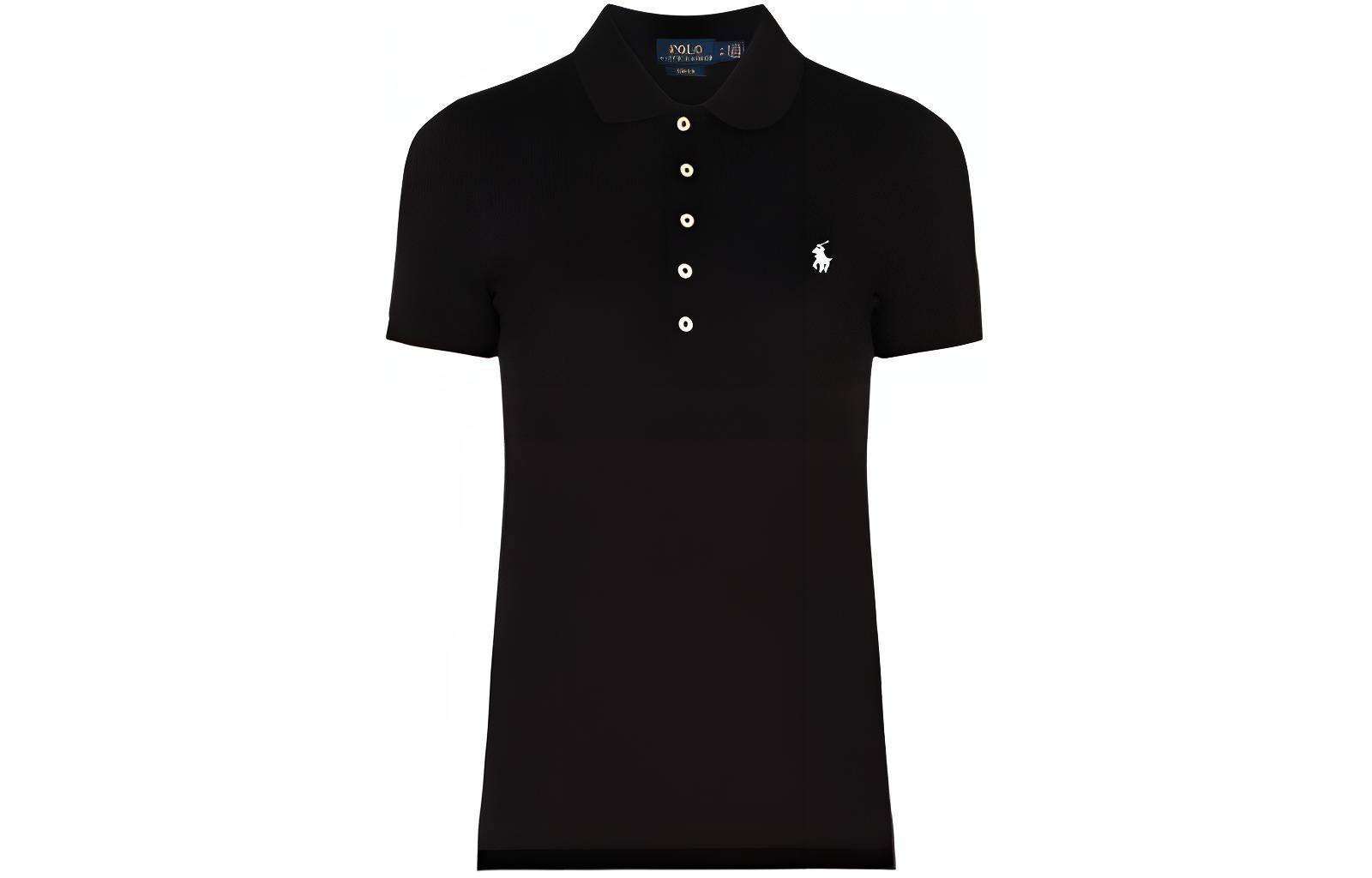 (Women) Polo Ralph Lauren  Solid Black Logo Embroidered Short Sleeve Polo Shirt. 211505654-114