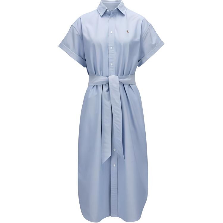 (Women) Polo Ralph Lauren  Solid Blue Belted Short Sleeve Polo Dress 211935153-002