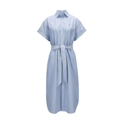 (Women) Polo Ralph Lauren Solid Blue Belted Short Sleeve Polo Dress 211935153-002