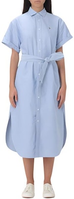 (W) Polo Ralph Lauren Vestido Polo Azul Sólido con Cinturón y Manga Corta. 211935153-002 Order (W) Polo Ralph Lauren Vestido Polo Azul Sólido con Cinturón y Manga Corta. 211935153-002