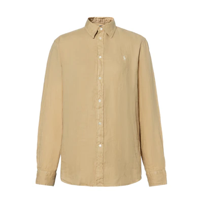 (Women) Polo Ralph Lauren Solid Brown Long Sleeve Shirt with Embroidered Pony. 211867454-014