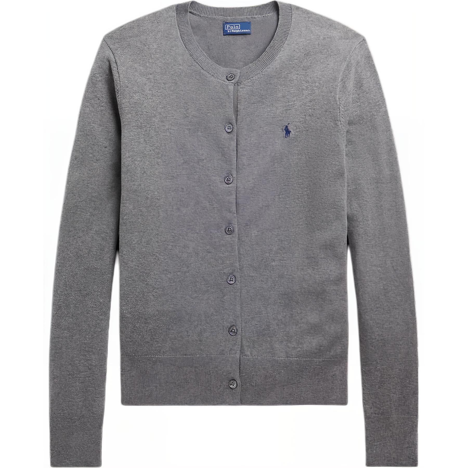 (Women) Polo Ralph Lauren  Solid Button-Crewneck Long Sleeve Sweater Grey. WMPOSWENDW20115-020