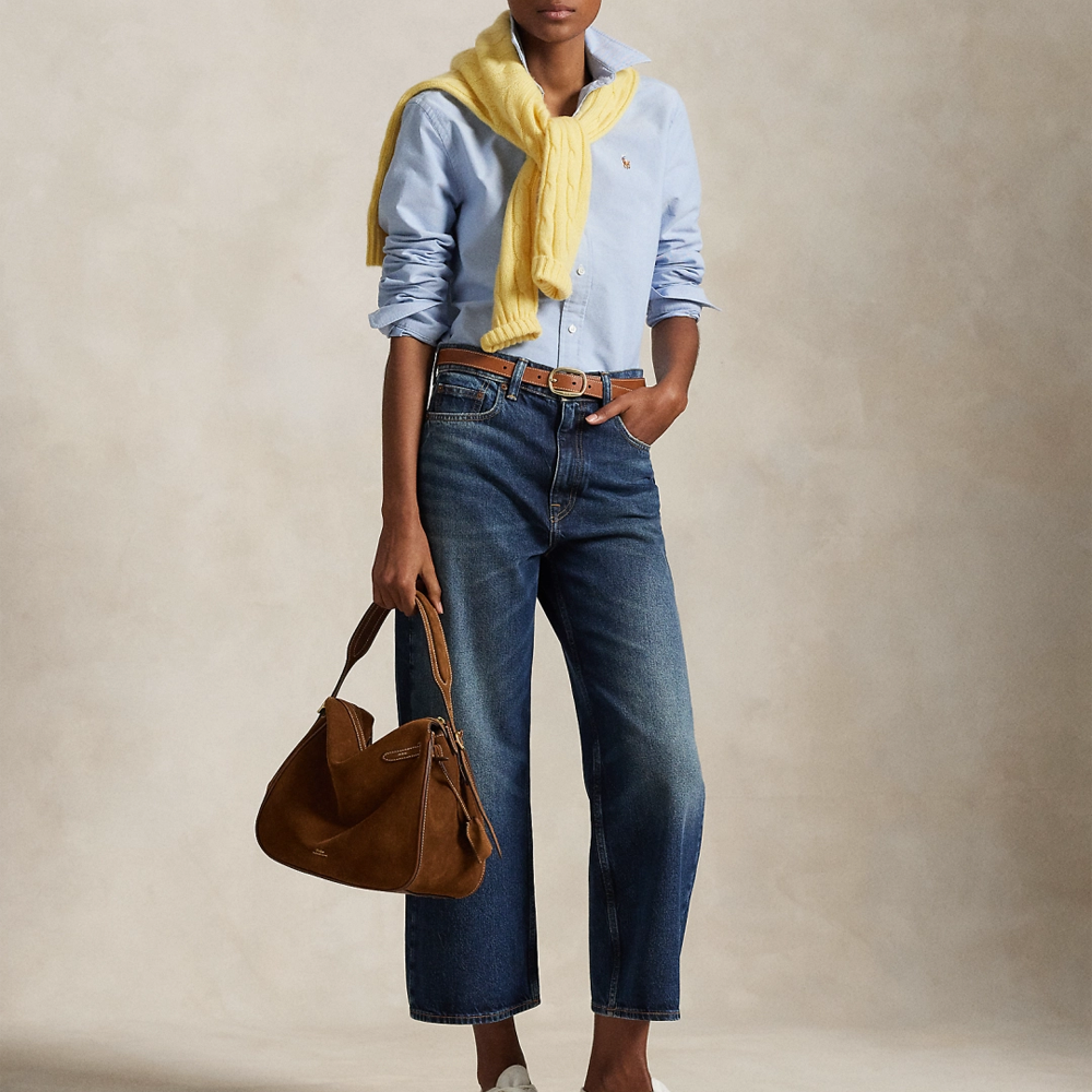 (Women) Polo Ralph Lauren  Solid Button-Down Long Sleeve Shirt Blue WMPOSHTNDO20747-400 圖 4