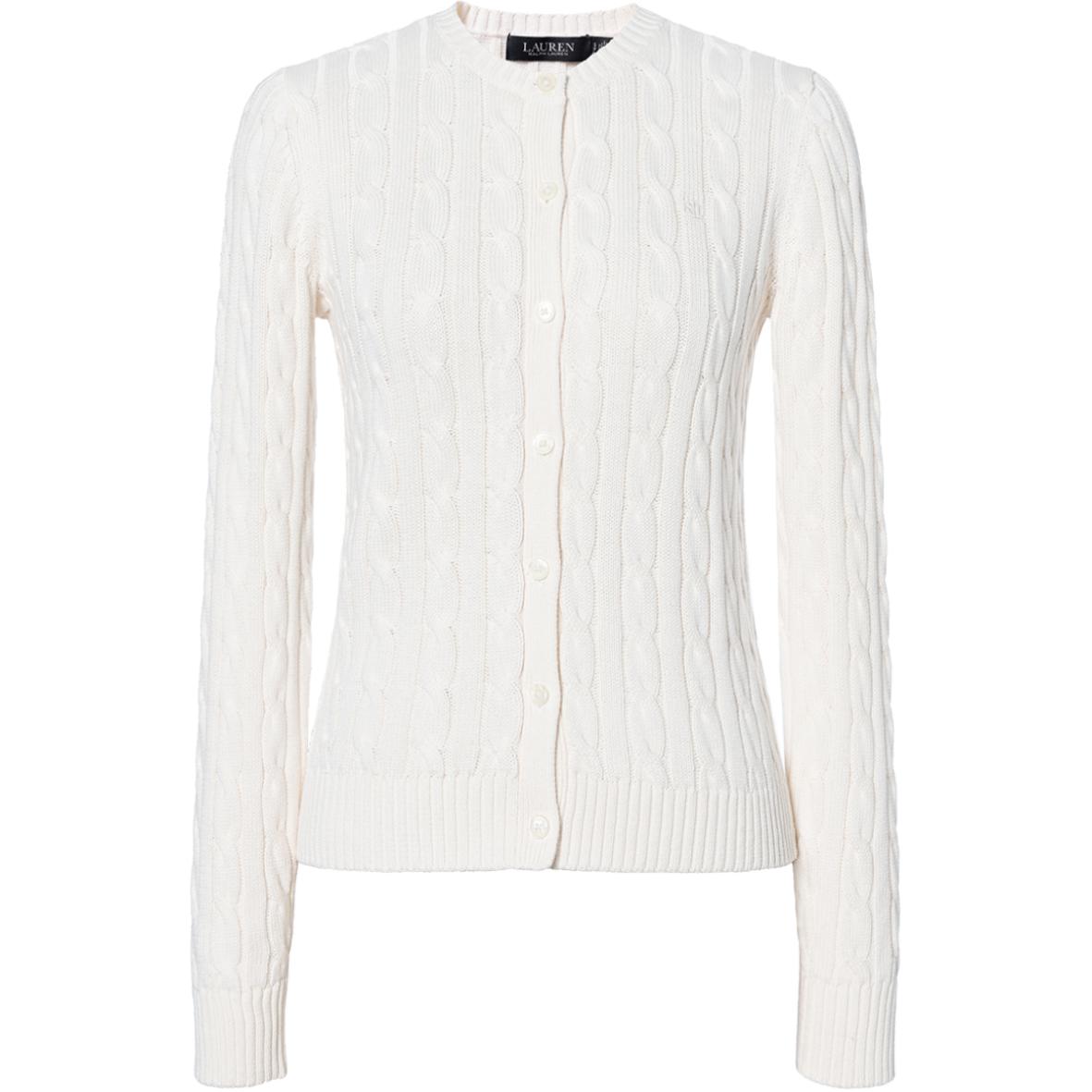 (Women) Polo Ralph Lauren  Solid Cable-Knit Cardigan Cream White 200861975-001