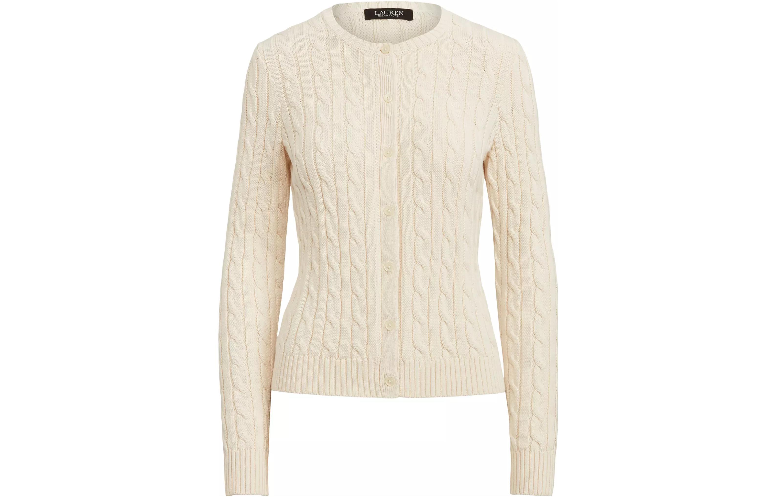 (Women) Polo Ralph Lauren  Solid Cable-Knit Cardigan Cream White 200861975-001 圖 2