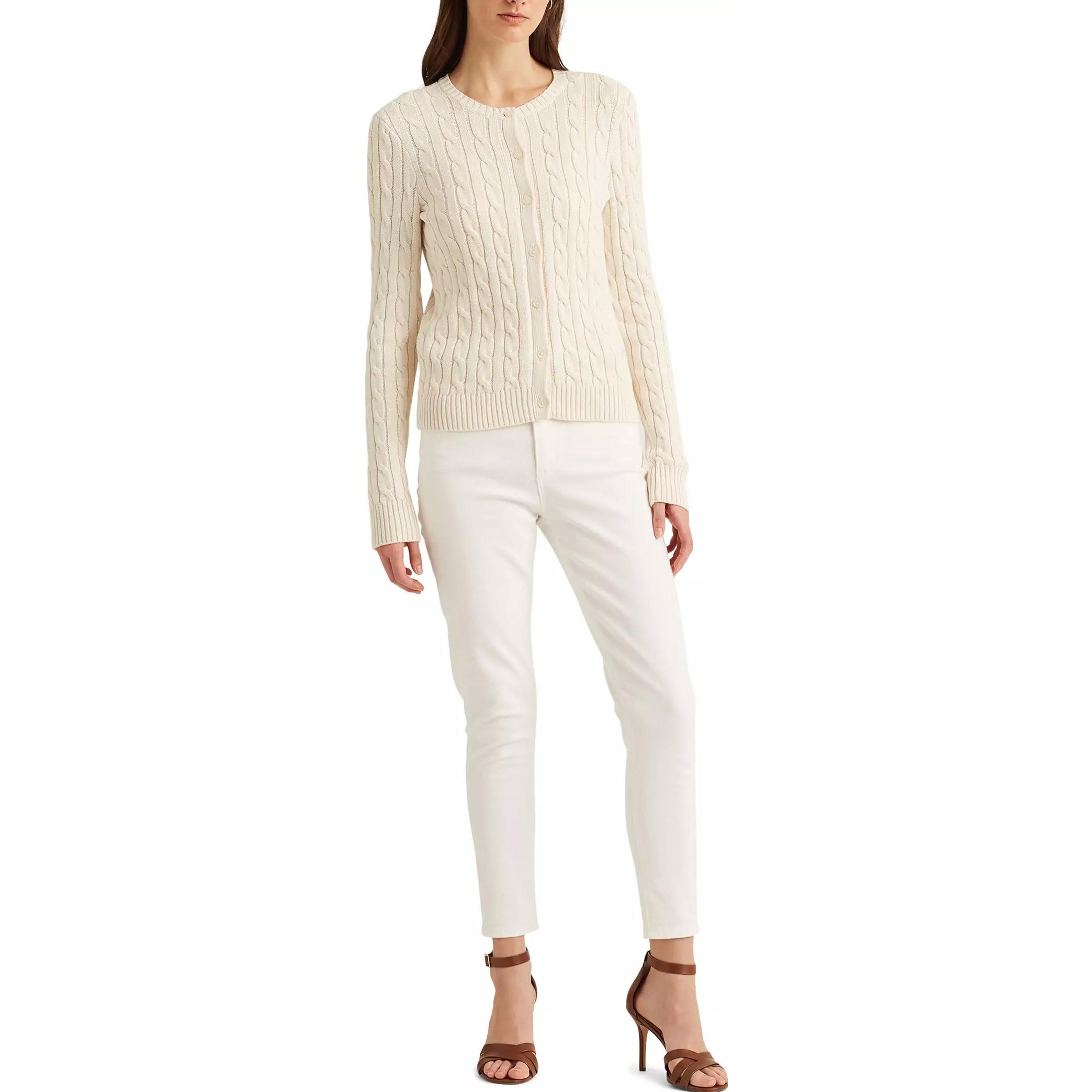 (Women) Polo Ralph Lauren  Solid Cable-Knit Cardigan Cream White 200861975-001 圖 3