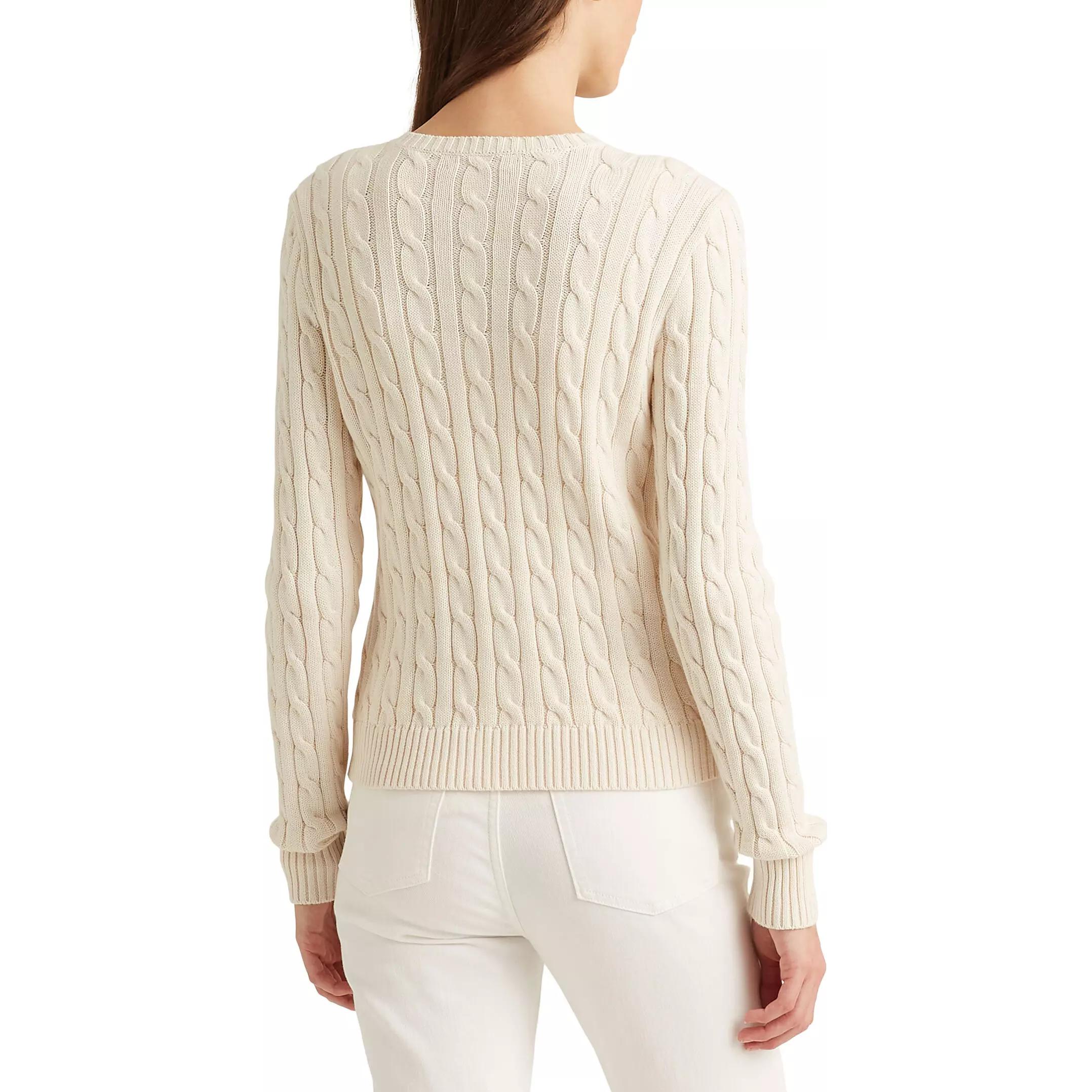 (Women) Polo Ralph Lauren  Solid Cable-Knit Cardigan Cream White 200861975-001 圖 5