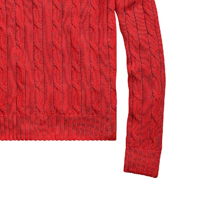 (Women) Polo Ralph Lauren Solid Cable-Knit Sweater Red with Embroidery. 211570012-095 3