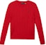 Order (Women) Polo Ralph Lauren Solid Cable-Knit Sweater Red with Embroidery. 211570012-095
