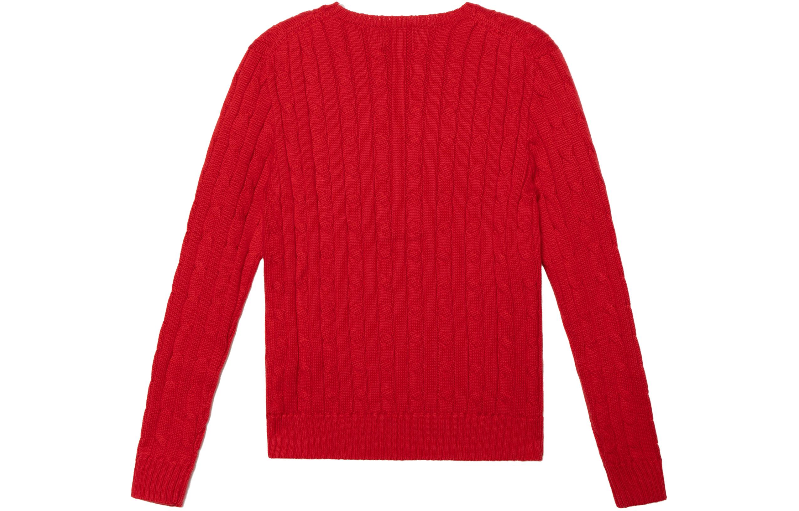 Lookbook (Women) Polo Ralph Lauren  Solid Cable-Knit Sweater Red with Embroidery. 211570012-095