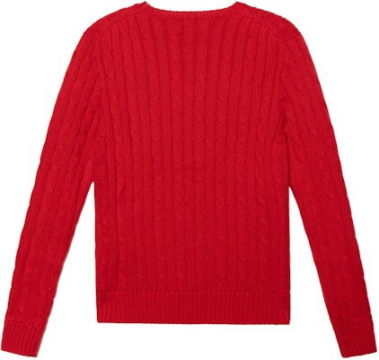(Women) Polo Ralph Lauren Solid Cable-Knit Sweater Red with Embroidery. 211570012-095 Lookbook (Women) Polo Ralph Lauren Solid Cable-Knit Sweater Red with Embroidery. 211570012-095