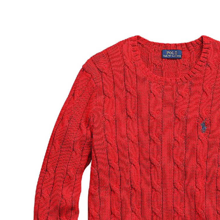 Purchase (Women) Polo Ralph Lauren  Solid Cable-Knit Sweater Red with Embroidery. 211570012-095