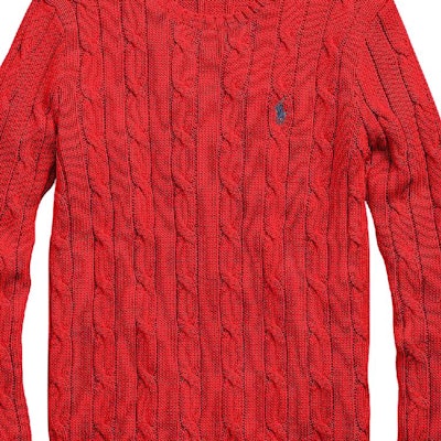 (Women) Polo Ralph Lauren Solid Cable-Knit Sweater Red with Embroidery. 211570012-095 Sizing (Women) Polo Ralph Lauren Solid Cable-Knit Sweater Red with Embroidery. 211570012-095
