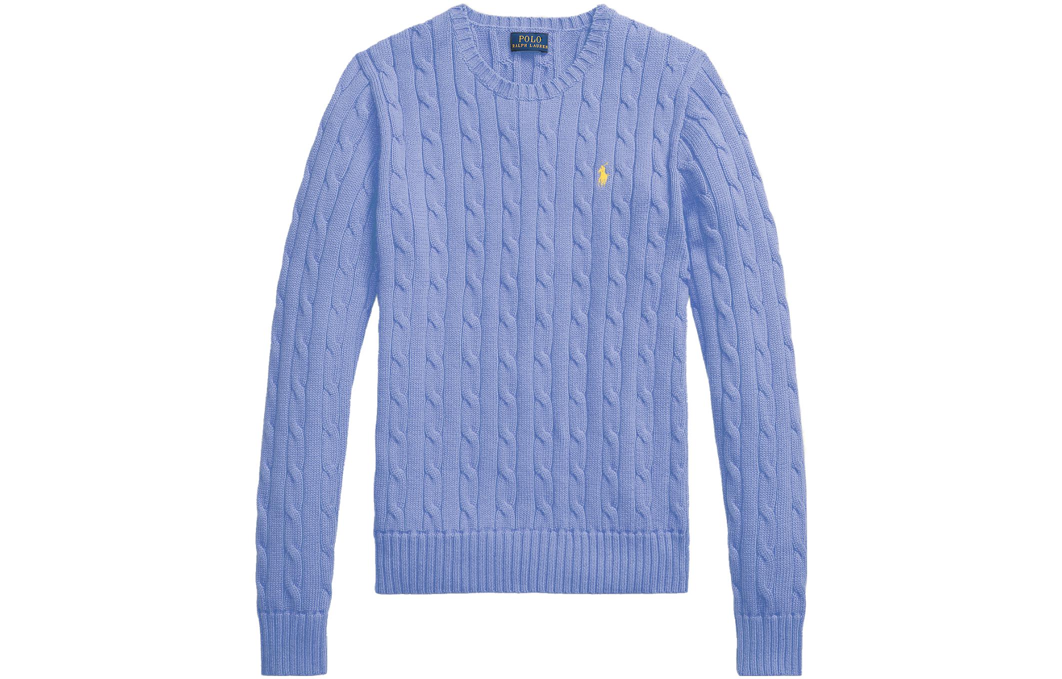 (Women) Polo Ralph Lauren  Solid Cable Knit Crewneck Sweater Blue 211570012-131 圖 2