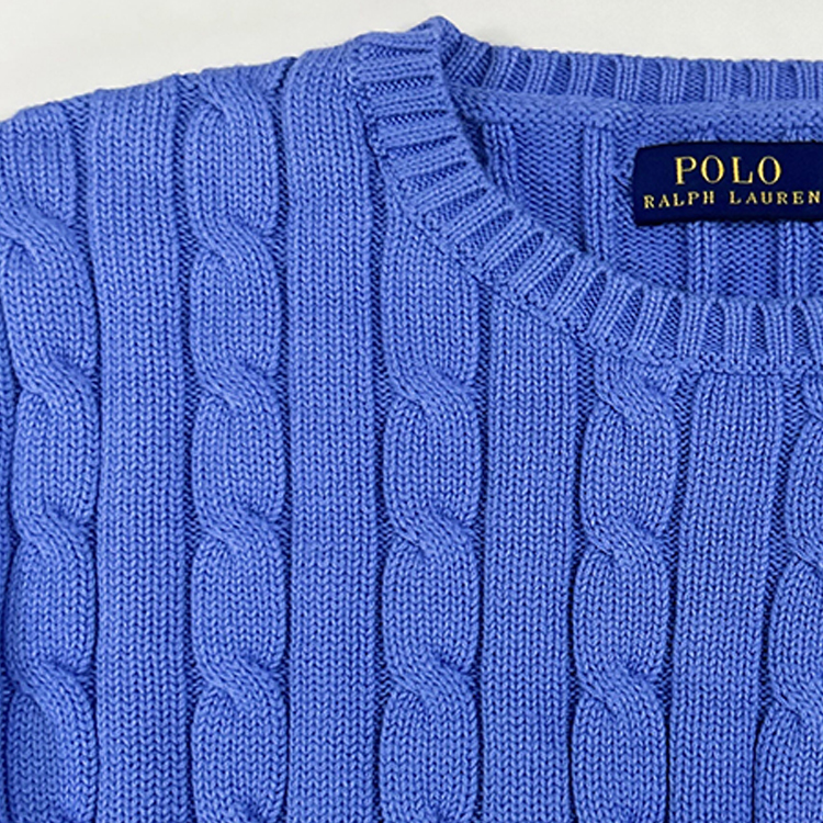 (Women) Polo Ralph Lauren  Solid Cable Knit Crewneck Sweater Blue 211570012-131 圖 3