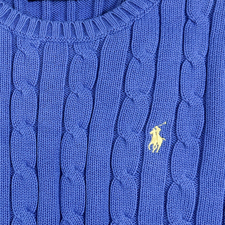 (Women) Polo Ralph Lauren  Solid Cable Knit Crewneck Sweater Blue 211570012-131 圖 4