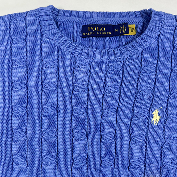 (Women) Polo Ralph Lauren  Solid Cable Knit Crewneck Sweater Blue 211570012-131 圖 6
