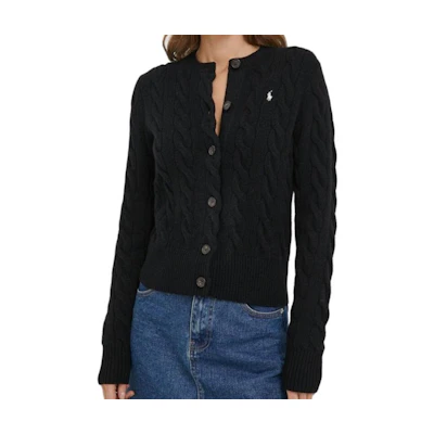 (Women) Polo Ralph Lauren Solid Color Sweater with Embroidered Pony - Black. 211882917004