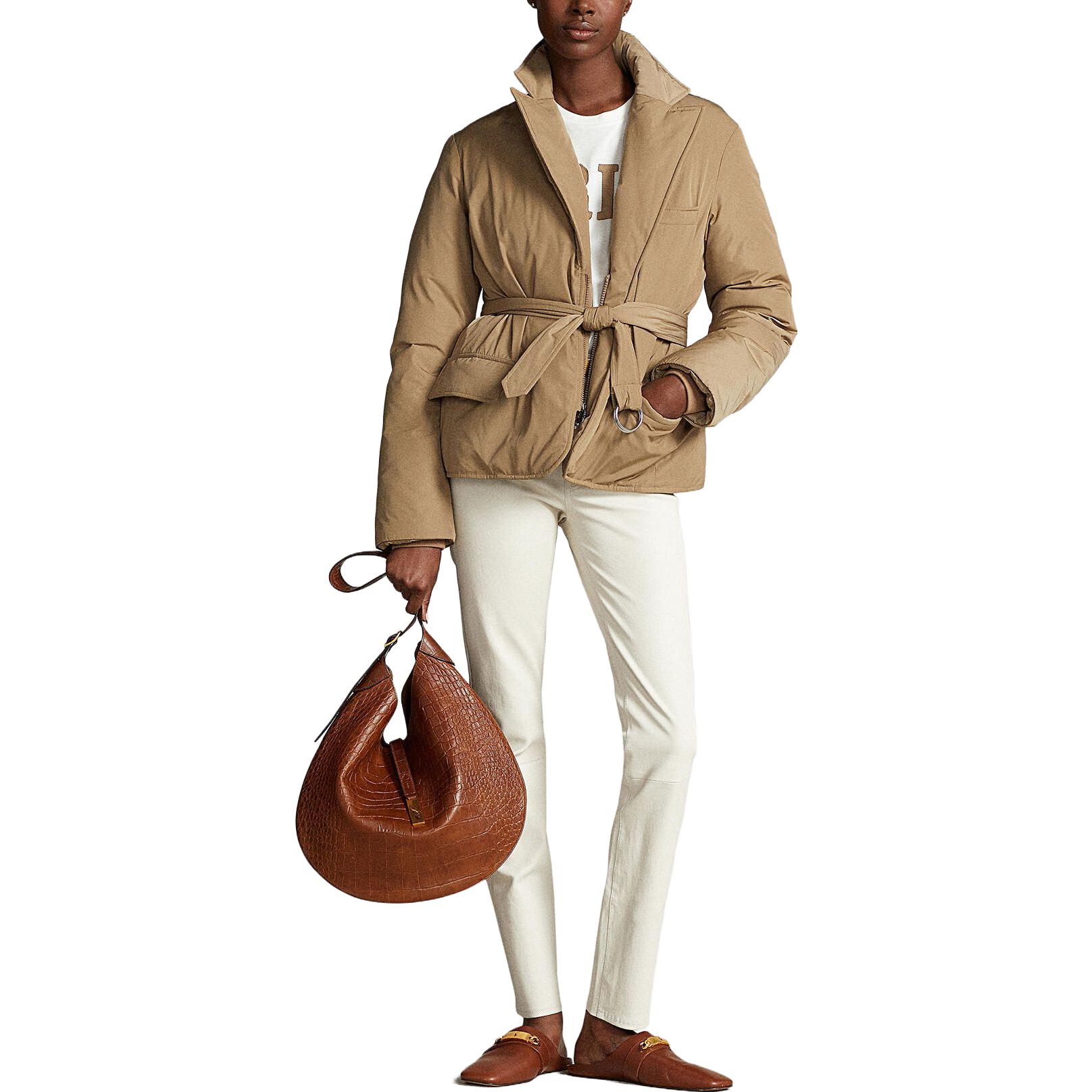 (Women) Polo Ralph Lauren  Solid Khaki Long-Sleeve Tie-Collar Jacket. 211880899-002 圖 3