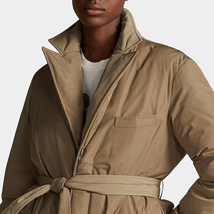 (Women) Polo Ralph Lauren  Solid Khaki Long-Sleeve Tie-Collar Jacket. 211880899-002 圖 5