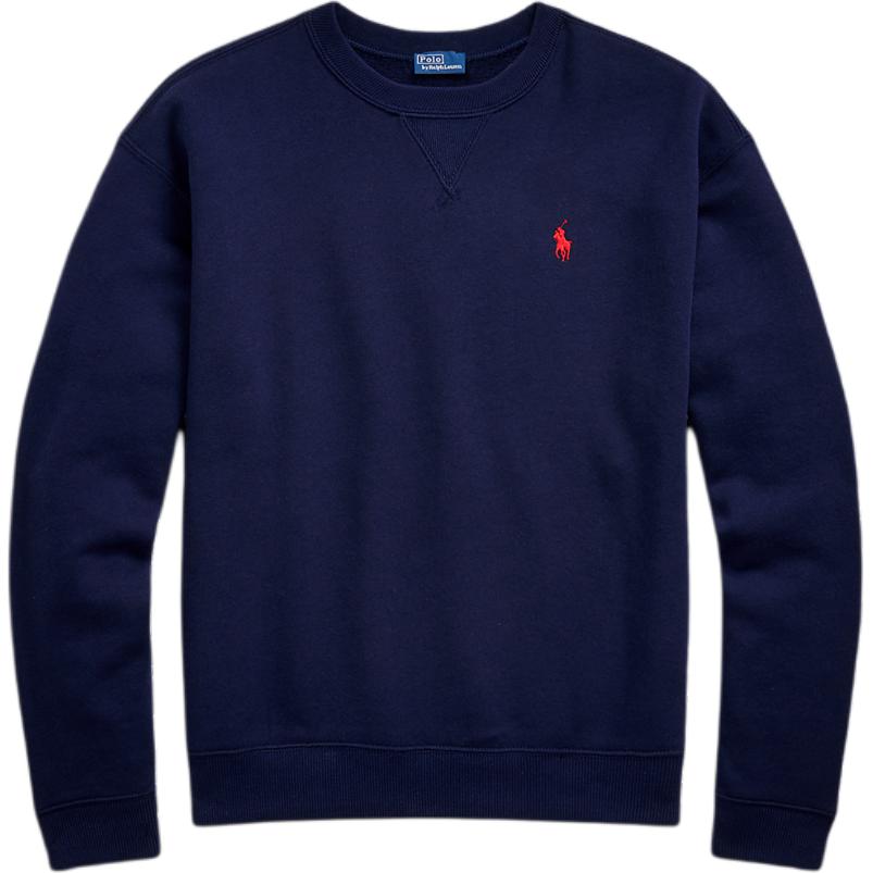 (Women) Polo Ralph Lauren  Solid Logo Embroidered Crewneck Sweatshirt Navy Blue WMPOKNINFB20675-410