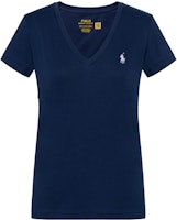 (Women) Polo Ralph Lauren Solid Logo Embroidered V-Neck T-Shirt Navy Blue. 211682523-019 (Women) Polo Ralph Lauren Solid Logo Embroidered V-Neck T-Shirt Navy Blue. 211682523-019
