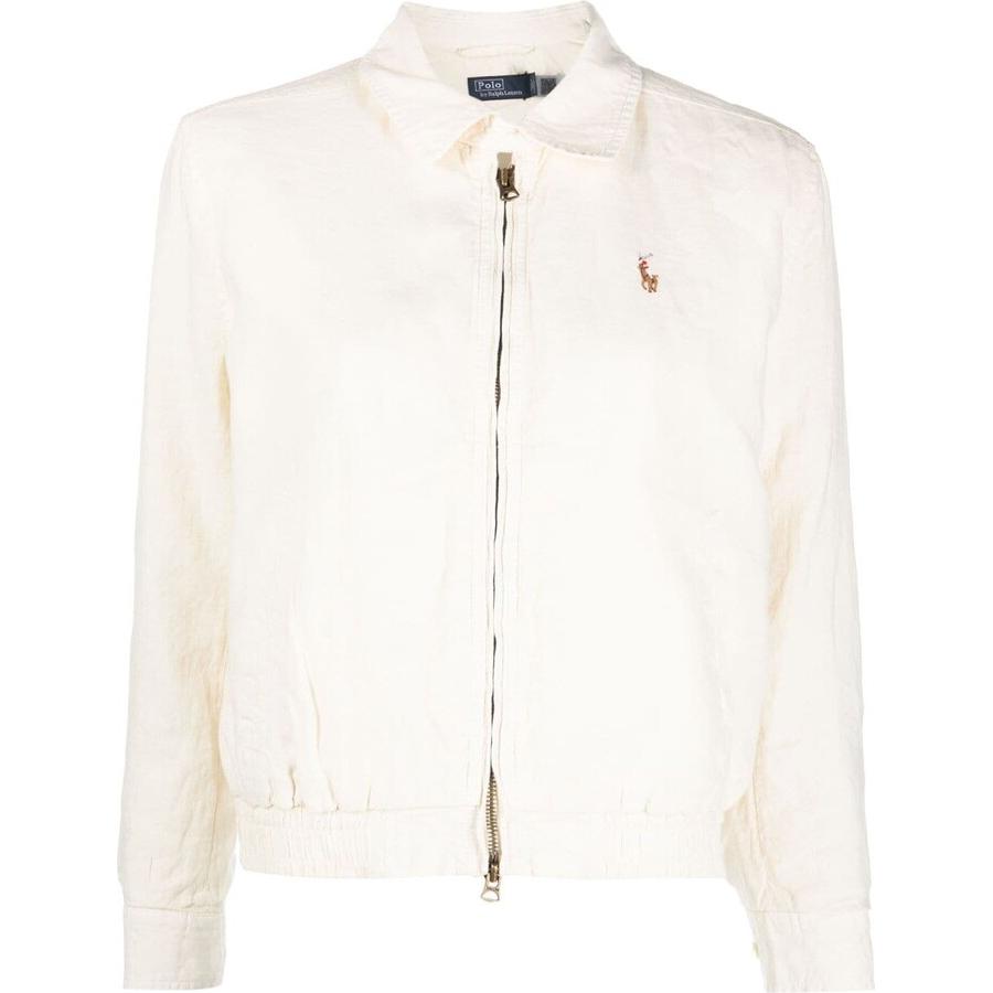 (Women) Polo Ralph Lauren  Solid Logo Embroidered Zip-Up Jacket Light White. 211938915-007