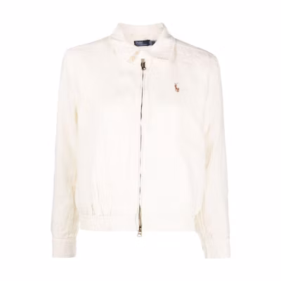 (Women) Polo Ralph Lauren Solid Logo Embroidered Zip-Up Jacket Light White. 211938915-007