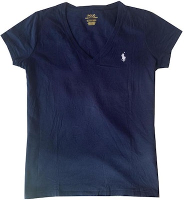 (W) Polo Ralph Lauren Solid Logo Sulam Leher-V T-Shirt Biru Navy. 211682523-019 Order (W) Polo Ralph Lauren Solid Logo Sulam Leher-V T-Shirt Biru Navy. 211682523-019