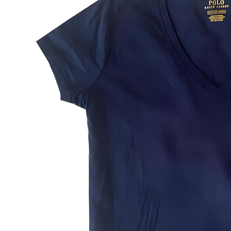 Details for (W) Polo Ralph Lauren Solid Logo Sulam Leher-V T-Shirt Biru Navy. 211682523-019