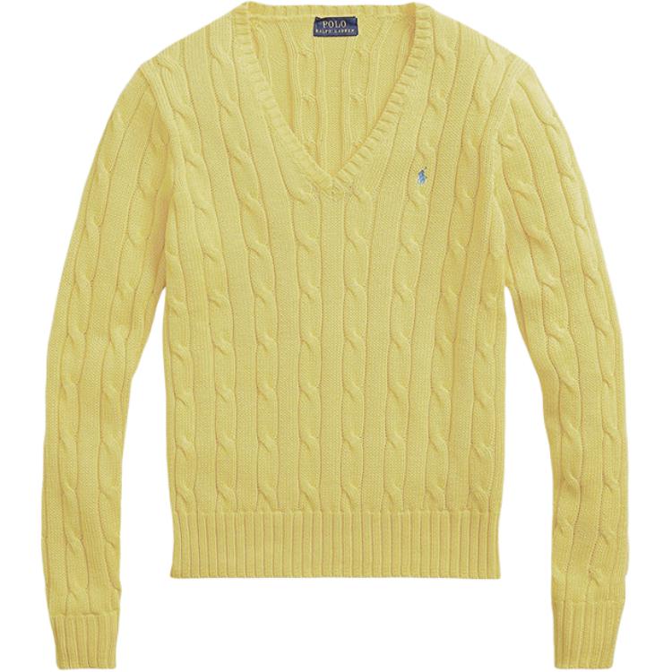 (Women) Polo Ralph Lauren  Solid Logo V-Neck Knit Sweater Yellow. 211570011-102