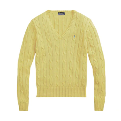 (Women) Polo Ralph Lauren Solid Logo V-Neck Knit Sweater Yellow. 211570011-102
