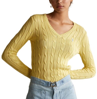 (W) Polo Ralph Lauren Solid Logo V-Neck Knit Sweater Kuning. 211570011-102 Order (W) Polo Ralph Lauren Solid Logo V-Neck Knit Sweater Kuning. 211570011-102