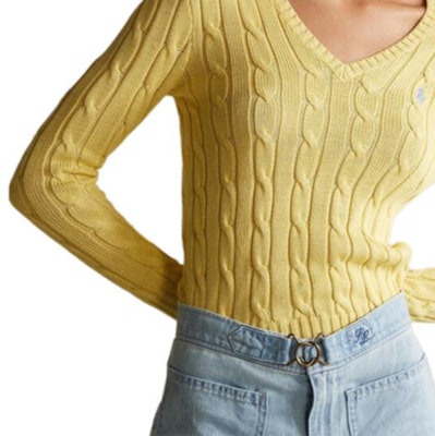 (W) Polo Ralph Lauren Solid Logo V-Neck Knit Sweater Kuning. 211570011-102 Purchase (W) Polo Ralph Lauren Solid Logo V-Neck Knit Sweater Kuning. 211570011-102