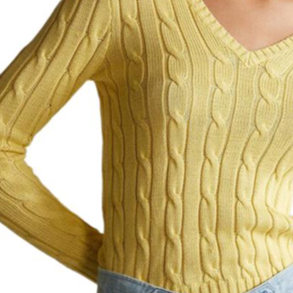 Cheap (W) Polo Ralph Lauren Solid Logo V-Neck Knit Sweater Kuning. 211570011-102