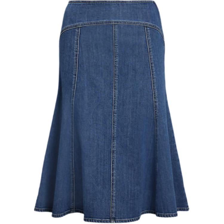 (Women) Polo Ralph Lauren  Solid Patchwork Midi Denim Skirt Blue. WMPOSKTNDC20108-400