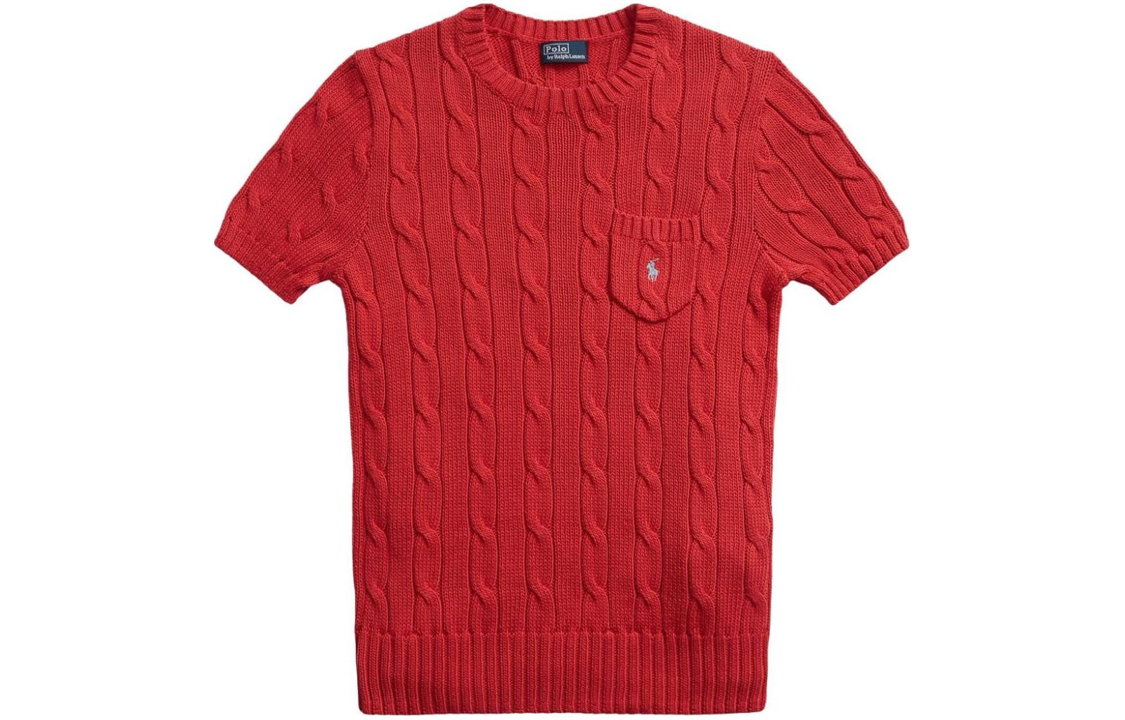 (Women) Polo Ralph Lauren  Solid Red Crewneck Pullover Sweater. 211895379-007