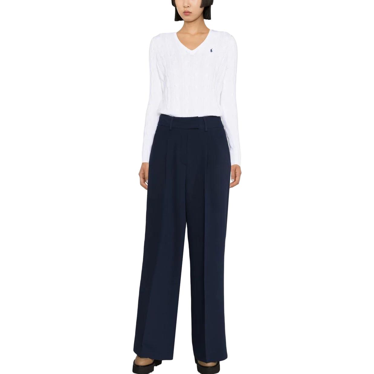 Lookbook (W) Polo Ralph Lauren Baju Sejuk Lengan Panjang V-Neck Putih 211891641-001
