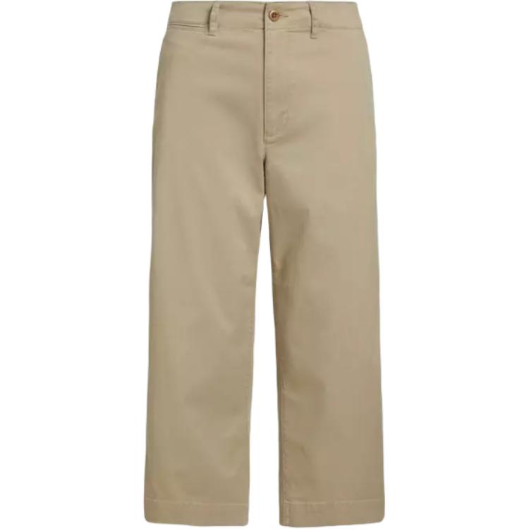 (Women) Polo Ralph Lauren  Solid Wide-Leg Cropped Casual Pants Beige. 211939940-004