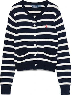 (W) Polo Ralph Lauren Sweater Bergaris Kancing Depan Rajut - Biru Navy 211959297-001 Order (W) Polo Ralph Lauren Sweater Bergaris Kancing Depan Rajut - Biru Navy 211959297-001