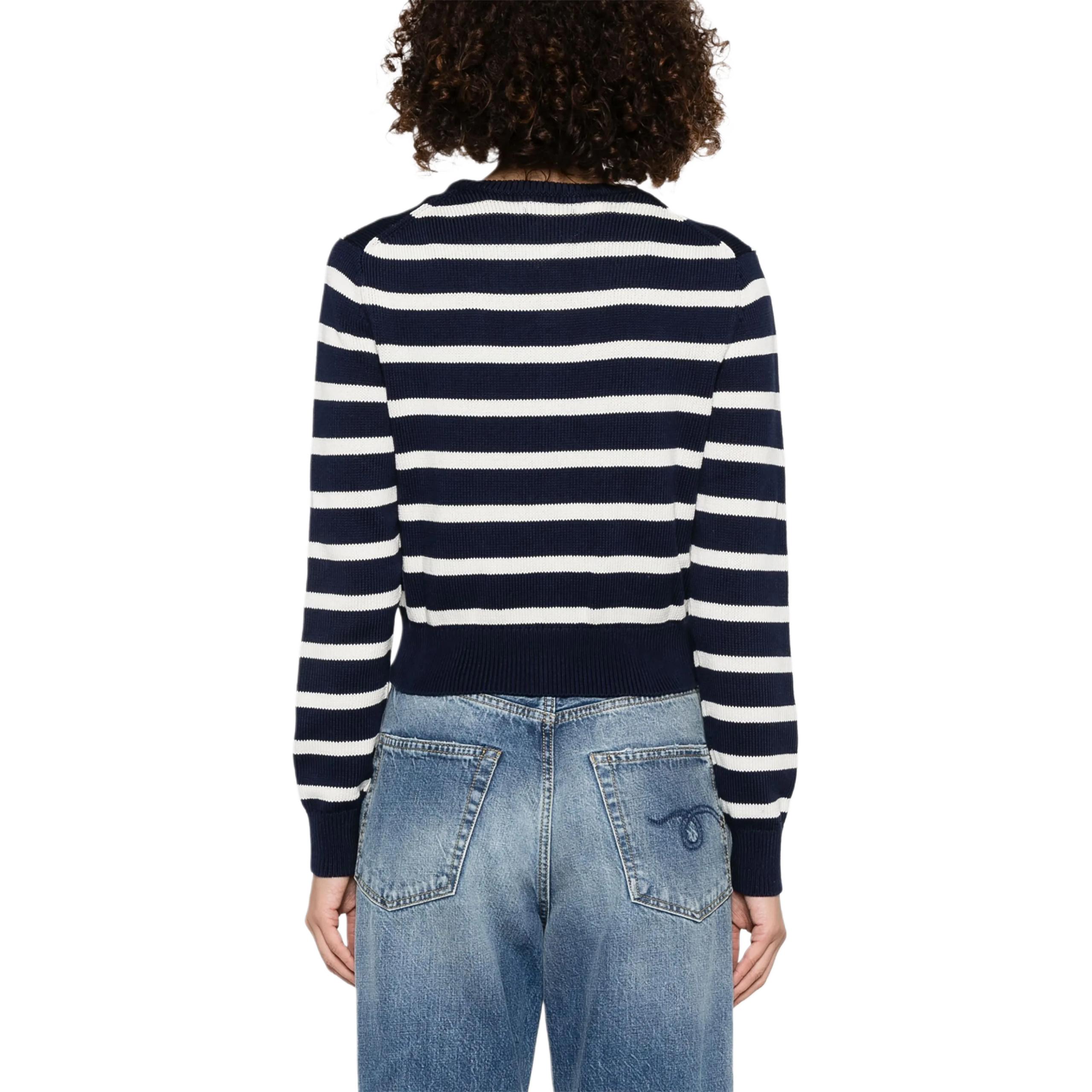 (Women) Polo Ralph Lauren  Striped Button-Up Knit Sweater - Navy Blue 211959297-001 圖 4