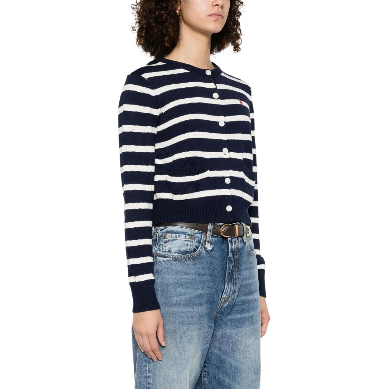 (Women) Polo Ralph Lauren  Striped Button-Up Knit Sweater - Navy Blue 211959297-001 圖 5